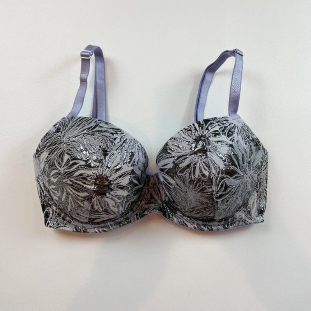 NWOT Victoria's Secret Bra 32DD Dream Angels Lined Demi Purple Silver Metallic